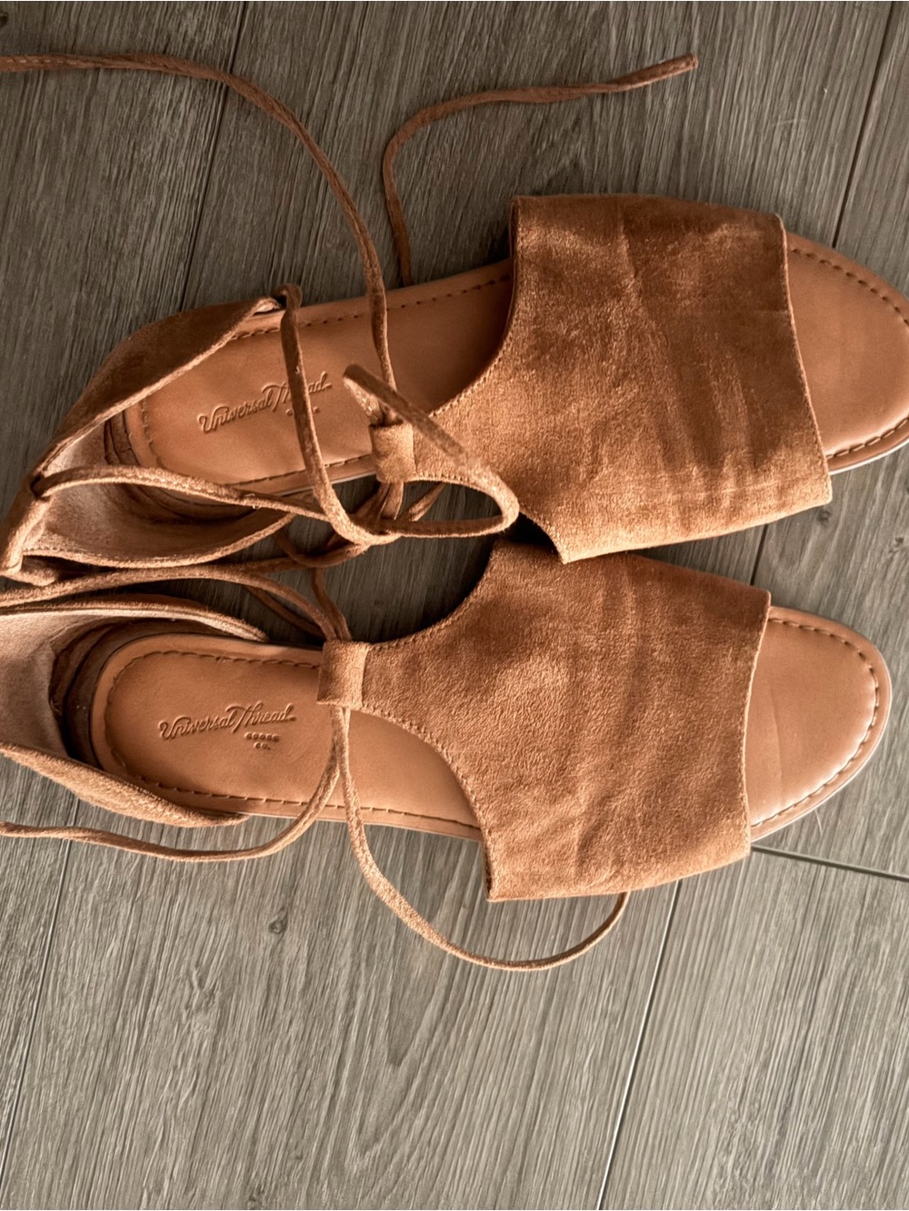 Universal Thread Suede Lace-Up Sandal in Tan